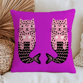 Almofada Sereias Leopardo em Náutica Fantasia Roxa