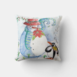 ALMOFADA SERENADE DE INVERNO DE SNOWMAN E PENGUIN