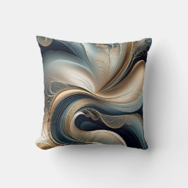 Almofada Serenata Dourada - Abstrato em Azul Turquesa e Dou