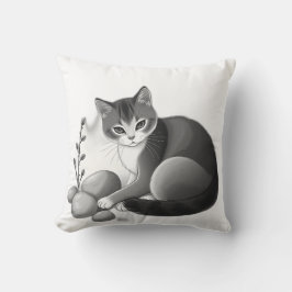 Almofada Serene Cat com Pedras e Plantas