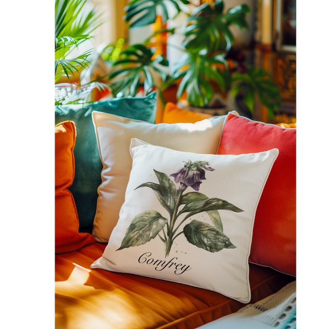 Almofada Serene Watercolor Comfrey, personalizada (Criador carregado)