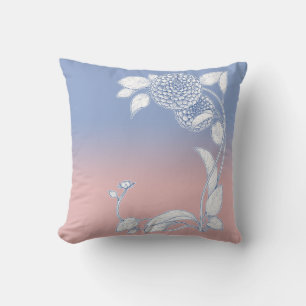 Almofada Serenidade Azul e Rosa Quartz Floral