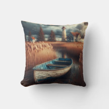 Serenidade Costeira: Farol e Rowboat