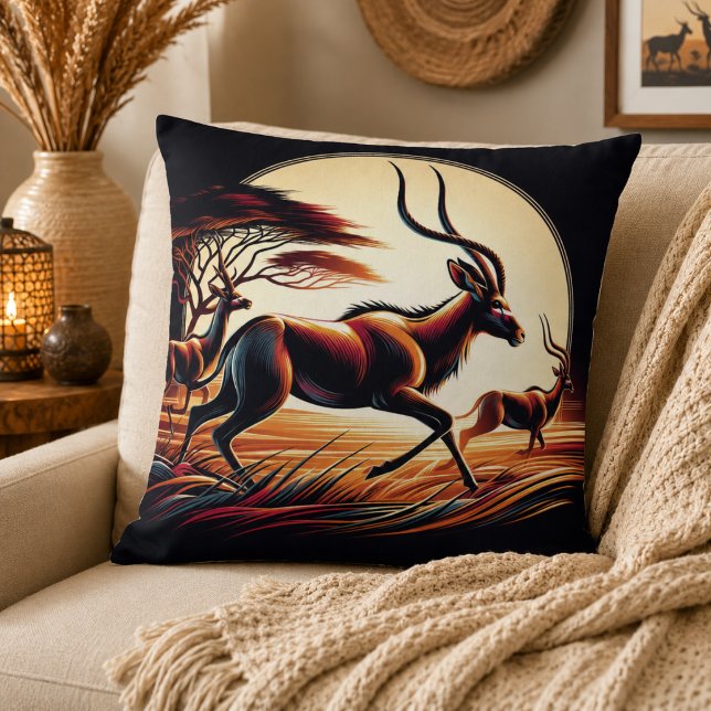 Almofada Serenidade em Movimento Inspirado em Antílope (Serenity in Motion Antelope-Inspired Throw Pillow)