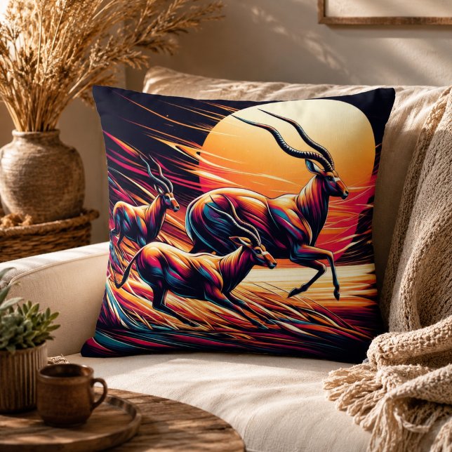 Almofada Serenidade em Movimento Inspirado em Antílope (Serenity in Motion Antelope-Inspired Throw Pillow)