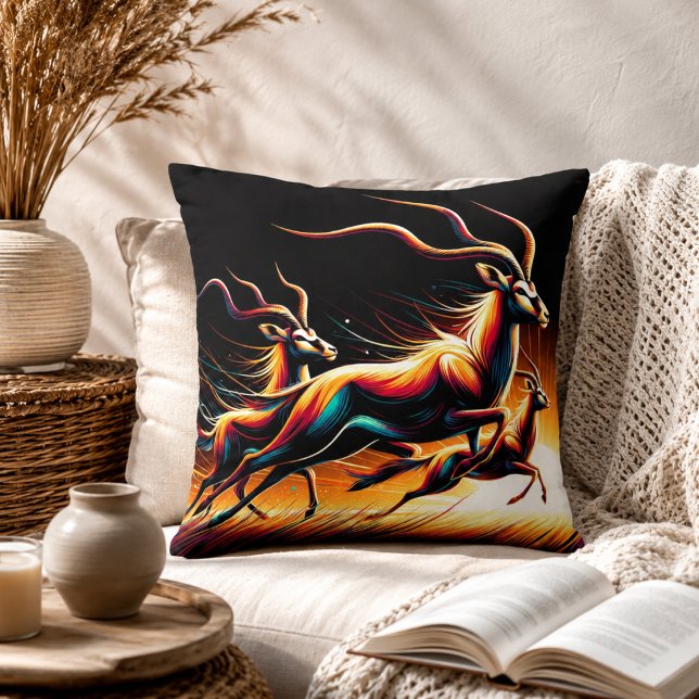 Almofada Serenidade em Movimento Inspirado em Antílope (Serenity in Motion Antelope-Inspired Throw Pillow)