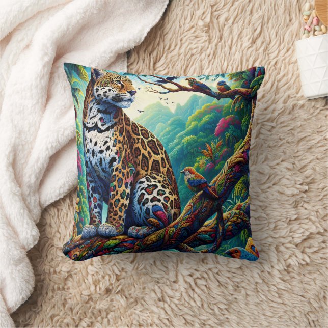 Almofada Serenidade Leopard: Design Tropical Negrito (Cobertor)
