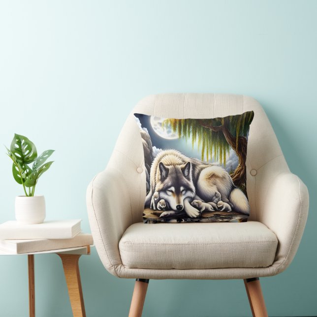 Almofada Serenidade Lua Um Lobo Desmoronante (Cadeira)