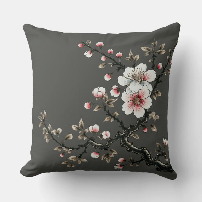 Almofada Serenidade no Ramal Bloom Cherry Blossom (cinza) (Frente)