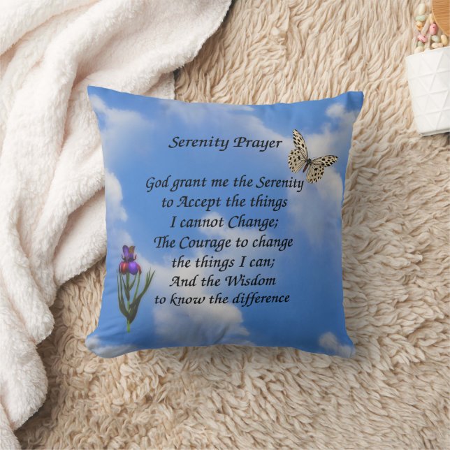Almofada Serenity Prayer Butterfly Flower Inspiration  (Cobertor)