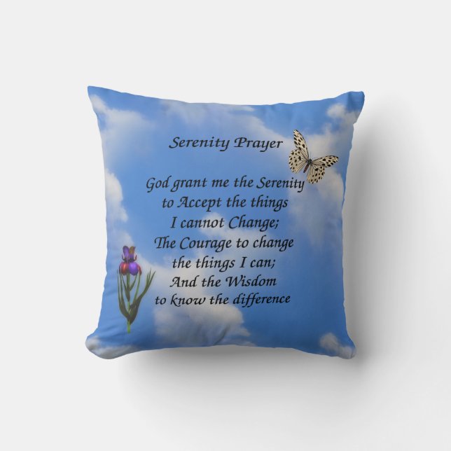 Almofada Serenity Prayer Butterfly Flower Inspiration  (Frente)