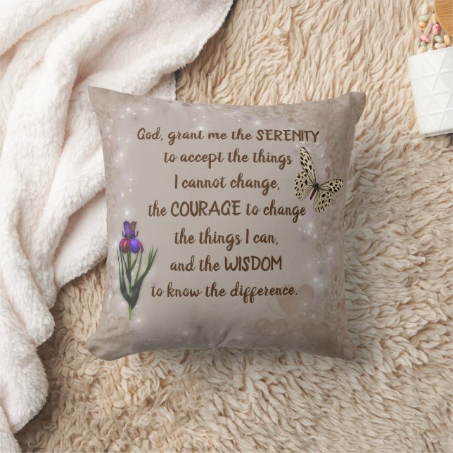Almofada Serenity Prayer Flor Butterfly Inspiron (Cobertor)