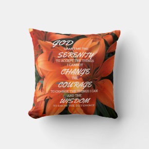 Almofada Serenity Prayer Orange Lily Flowers Foto