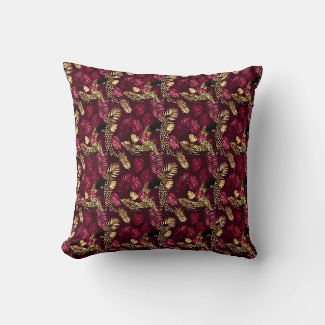 Almofada Série Burgundy e Leopardo Dourado Design 12 (Frente)