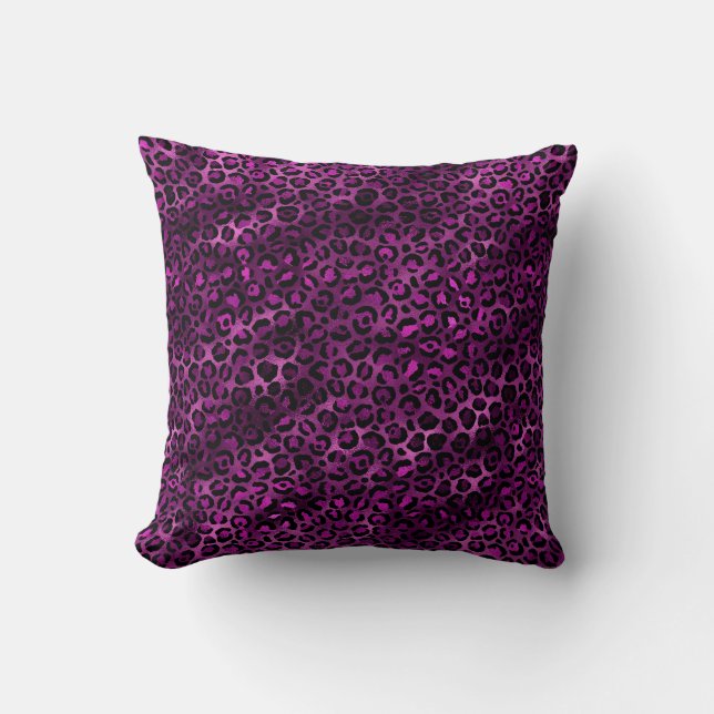 Almofada Série de Design Leopardo Roxo e Dourado 3 (Frente)