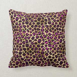 Almofada Série Leopardo Roxo e Dourada Design 4