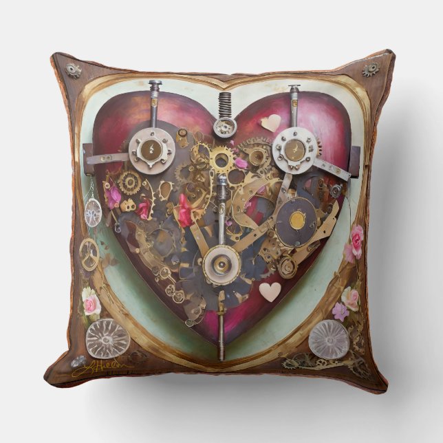 Almofada Série Steampunk Coração Vermelho Buff (Frente)