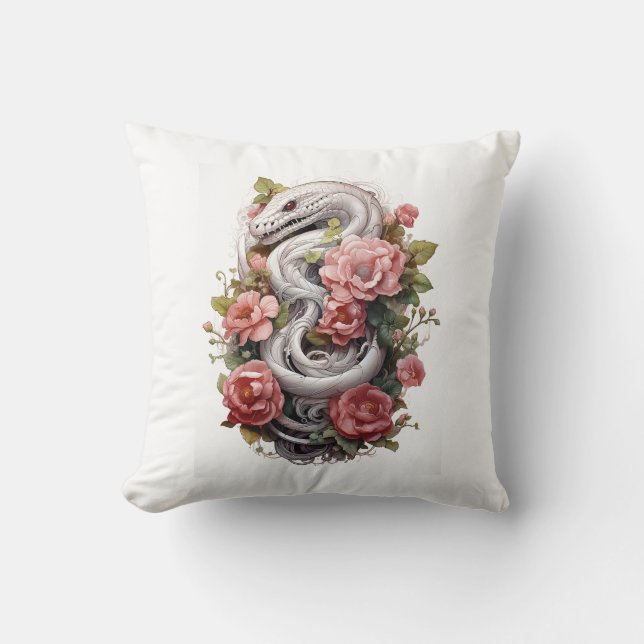 Almofada 🐍 ✨ Serpente Místico Travesseiro decorativo Flora (Frente)