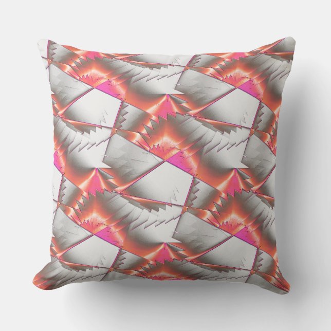 Almofada Serras ou zague de pêssego a rosa sobre a cinza br (Frente)