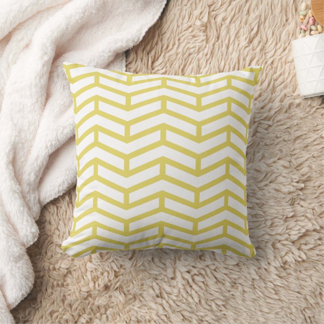 Almofada Setas Nítidas em Oposição Chevron Branco Amarelo (Cobertor)