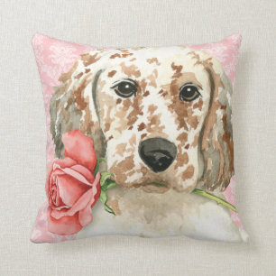 Almofada Setter inglês do rosa dos namorados