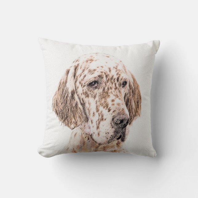 Almofada Setter Inglês Laranja Belton - Pintura de Cão (Frente)