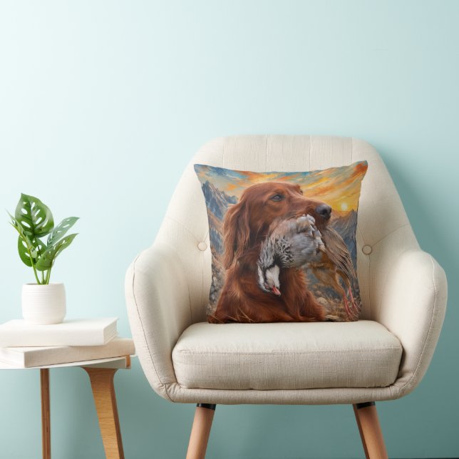 Almofada Setter Irlandês com Perdiz Chucar ,Arte  (Cadeira)