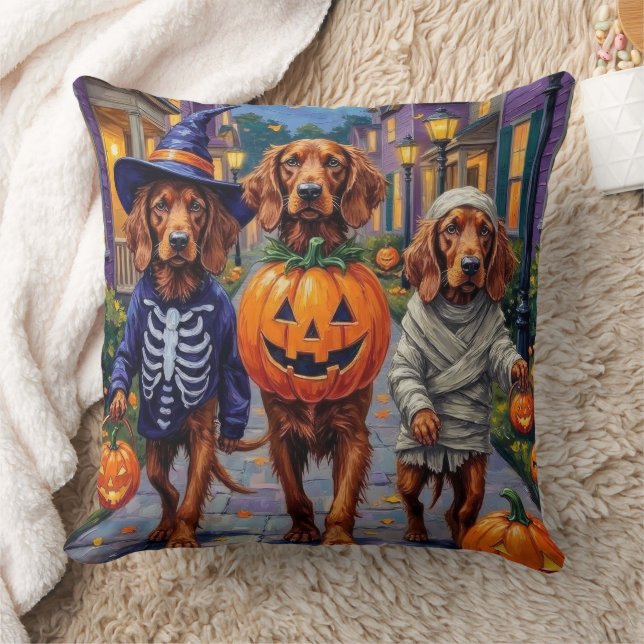 Almofada Setter Irlandês Vermelho no Halloween (Cobertor)