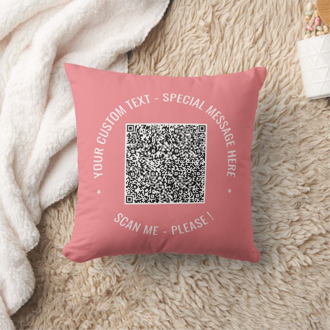 Almofada Seu código QR e Travesseiro de texto personalizado (Cobertor)