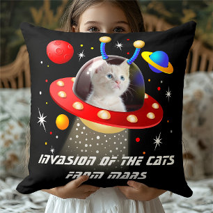 Almofada Seu Gato no Tema da Alienígena Espacial OVNI do Ga