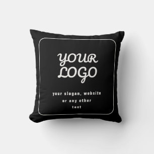 Almofada Seu logotipo e slogan ou outro texto Preto e bra