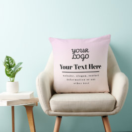 Almofada Seu logotipo e texto | Pink & Peach Ombre