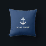 Almofada Seu nome de barco Vintage Anchor Blue<br><div class="desc">Seu Nome De Barco Vintage Anchor Blue Travesseiro decorativo Cushion.</div>