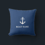 Almofada Seu nome de barco Vintage Anchor Blue<br><div class="desc">Seu Nome De Barco Vintage Anchor Blue Travesseiro decorativo Cushion.</div>