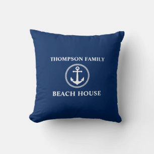 Almofada Seu Nome É Beach House Sea Anchor Blue
