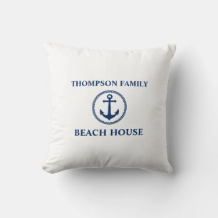 Almofada Seu Nome É Beach House Sea Anchor Marinho Azul Br