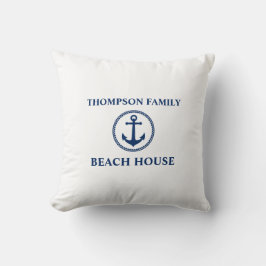 Almofada Seu nome é Beach House Sea Anchor Marinho Blue Whi