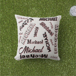 Almofada Seu nome é padrão monograma rosa cor sombra