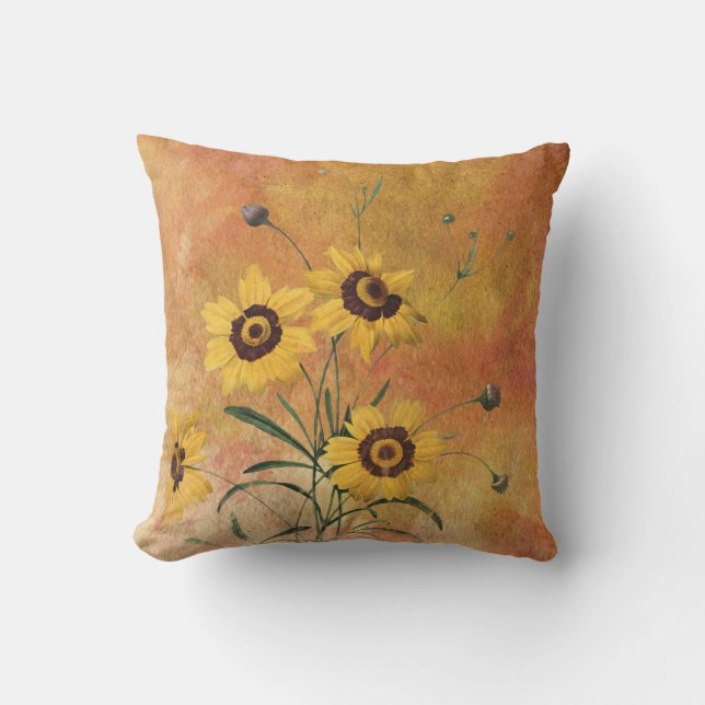 Almofada Shabby Amarelo e Laranja Floral (Frente)