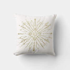Almofada Shabby Dourado Floco de Neve Ilustração Feriado de