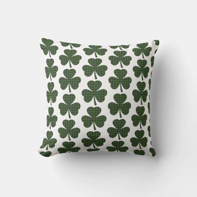 Almofada Shamrock Shape Plaid Dark Green (Frente)