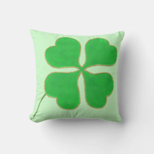 Almofada Shamrock verde aparado em pontos dourados, travess