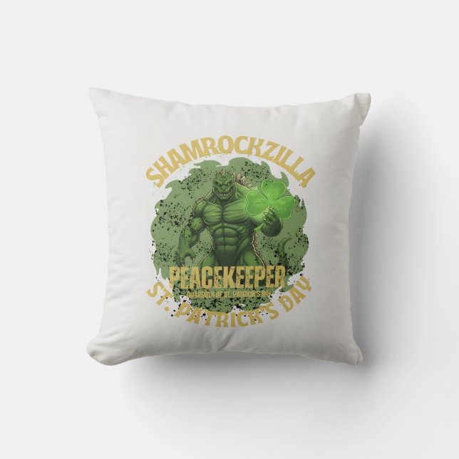 Almofada Shamrockzilla Pacificador: Dia de São Patrício Kai (Frente)
