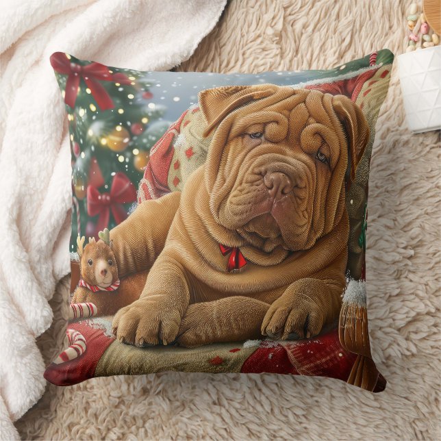 Almofada Shar Pei Cachorro Festivo (Cobertor)
