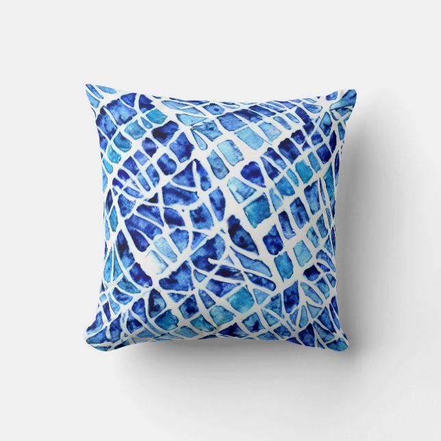 Almofada Shards Watercolor indigo blue abstrato (Frente)
