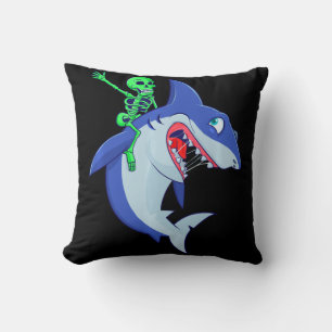 Almofada Shark Halloween Skeleton Riding Sharon Engraçado