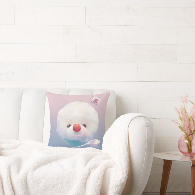 Almofada Shaved Ice Pup: Smiling Bichon Summer Dessert (Sofá)