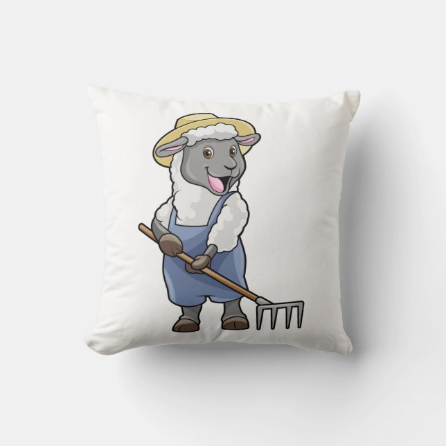 Almofada Sheep as Farmer with Rake & Hat (Frente)