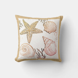 Almofada Shell Beach Beige Neutral Seashells Travesseiro de