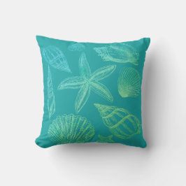 Almofada Shell de Praia de Ombre Verde Azul de Seashell Mod